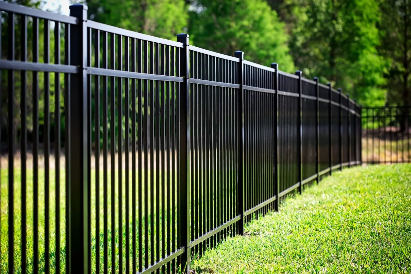 Black metal fence